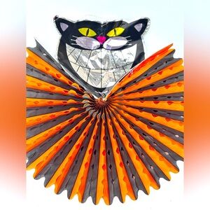 Vintage Black Cat Honeycomb Halloween Decoration 1960s